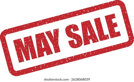 Vector stamp with text “MAY SALE” to promote early summer discounts, seasonal clearances, and holiday markdowns