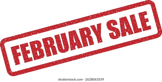 Vector stamp with text “FEBRUARY SALE” to promote mid-winter discounts, Valentine’s offers, and seasonal clearances