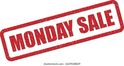Vector stamp with text “MONDAY SALE” to promote one-day-only discounts, flash deals, or “Cyber Monday” marketing events