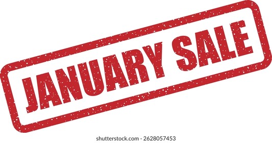 Vector stamp with text “JANUARY SALE” to promote special winter discounts, seasonal clearances, and New Year markdowns