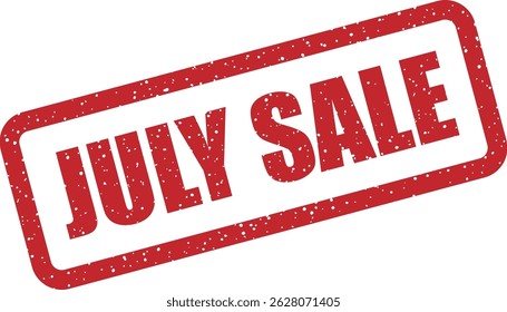 Vector stamp with text “JULY SALE” to promote summer markdowns, Independence Day discounts, and mid-year clearance events