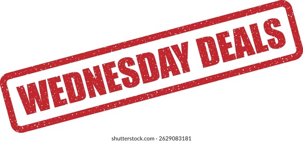 Vector stamp with text “WEDNESDAY DEALS” showcasing curated discounts and special prices available on Wednesday