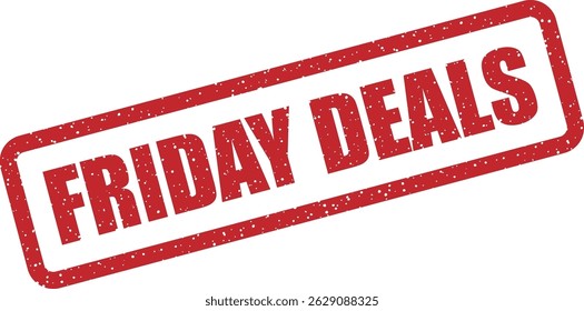 Vector stamp with text “FRIDAY DEALS” showcasing curated discounts and special pricing available only on Fridays