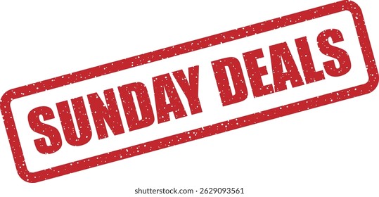 Vector stamp with text “SUNDAY DEALS” showcasing curated discounts and special pricing available only on Sundays