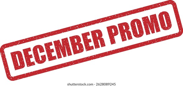 Sello de Vector con el texto “PROMOCIÓN DE DICIEMBRE” utilizado para publicitar promociones de invierno, ventas flash festivas y campañas de Navidades