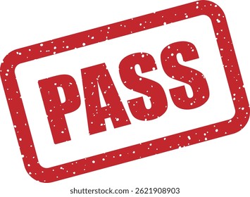 Carimbo vetorial com o texto "PASS" usado para aprovações, resultados de testes ou confirmações. Perfeito para documentos, relatórios e gráficos de certificação