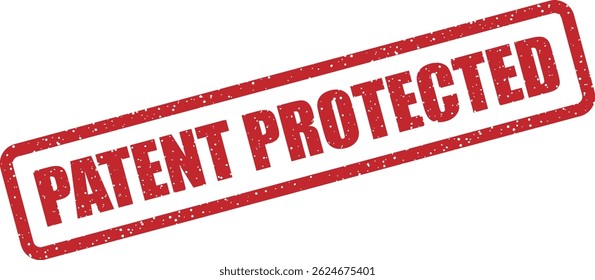 Vector stamp with “PATENT PROTECTED” text, used to indicate that an invention or product is legally secured under patent law - great for business, innovation, or R and D themes