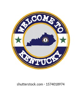 Vector stamp of welcome to Kentucky with map outline of the states in center. the states of America. Grunge Rubber Texture Stamp of welcome to Kentucky.