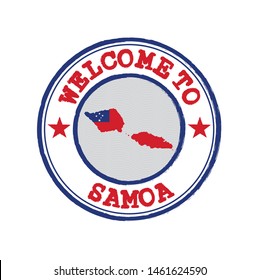 Vector stamp of welcome to Samoa with map outline of the nation in center. Grunge Rubber Texture Stamp of welcome to Samoa.