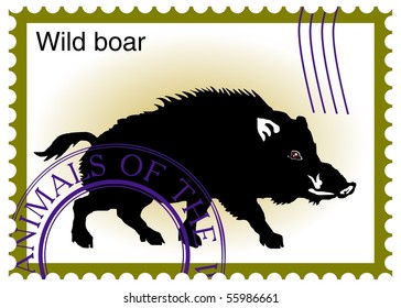 vector stamp with "wild boar" eps10