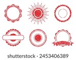 Vector Stamp without text. Set of Stamps. Red Stamps. Grunge Rubber Texture Stamp. Distressed Stamp Texture. Post Stamp Collection. Vector Stamps. Circle Stamps.