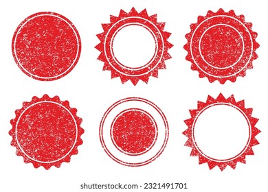 Vector Stamp without text. Set of Stamps. Red Stamps. Grunge Rubber Texture Stamp. Distressed Stamp Texture. Post Stamp Collection. Vector Stamps. Circle Stamps.