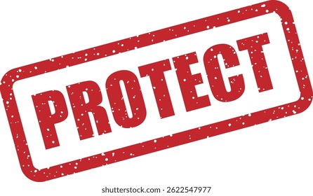 Sello de Vector con la palabra “PROTEGER” para enfatizar las medidas de seguridad, defensa o salvaguardia