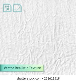 Vector stamped crumpled fluffy white paper photo texture. Wrapping paper with wrinkles for your design.