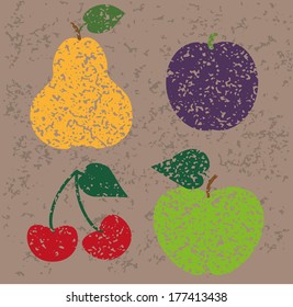 vector stamped fruits