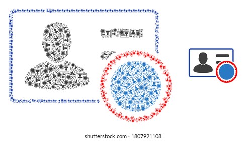 Vector stamped user card composition is made from randomized self stamped user card items. Recursion composition from stamped user card.