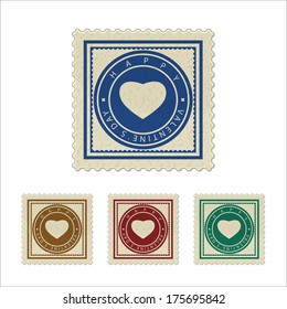 vector stamps on St.Valentine`s Day