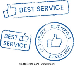 “Best Service” vector stamps set. Element isolated on white background. Editable color.