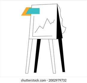 Vector stand with analytics, icon. Vector flat illustration