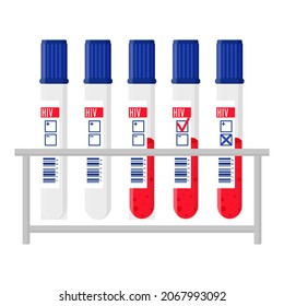 Vector stand and test tubes with blood test for HIV. World AIDS Day.
