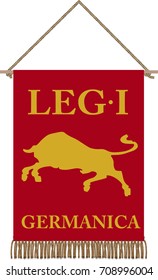 Vector standard of ancient Roman Legio I Germanica on white background