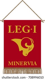 Vector standard of ancient Roman Legio I Minervia on white background