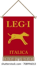 Vector standard of ancient Roman Legio I Italica on white background