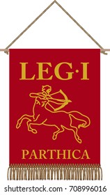 Vector standard of ancient Roman Legio I Parthica on white background