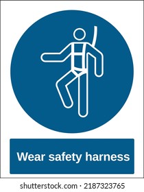 vector standard mandatory sign ISO international pictogram use safety harness