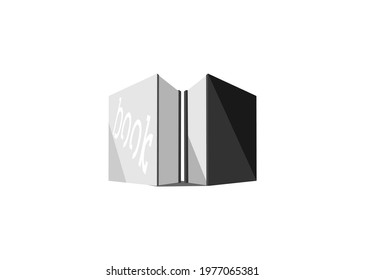 vector of standing book facing the writing of book on book cover, on white background