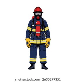 Vector of a standing firefighter in his werpak uniform