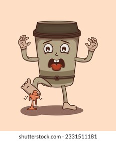 Vector parado en poop con ilustración de taza de café lindo personaje