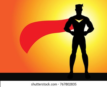 A vector standing superhero silhouette with shading effects 