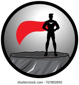A vector standing superhero silhouette with shading effects