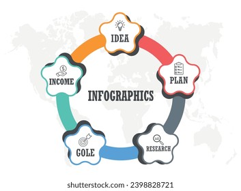 Vector Star 3d infographic diagram, template for business, presentations, web design, 5 options.