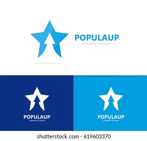 Vector Of Star And Arrow Up Logo Combination. Leader And Growth Symbol Or Icon.