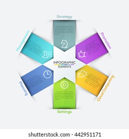Vector star arrows ribbons infographics set. Template for diagram, graph, presentation and chart. Business concept with 6 options, parts, steps or processes. Abstract background.