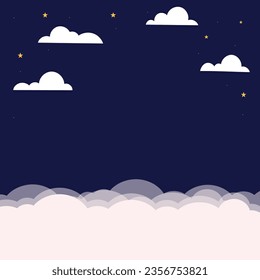 Vector star background with white clouds