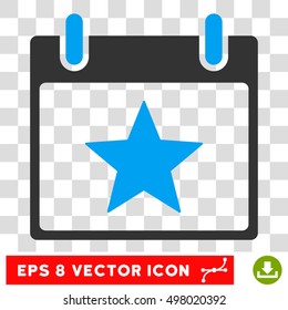 Vector Star Calendar Day EPS vector pictograph. Illustration style is flat iconic bicolor blue and gray symbol on a transparent background.