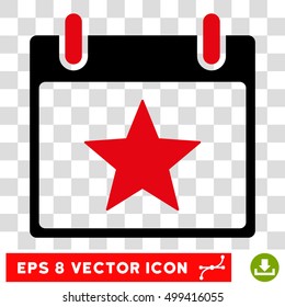 Vector Star Calendar Day EPS vector pictograph. Illustration style is flat iconic bicolor intensive red and black symbol on a transparent background.