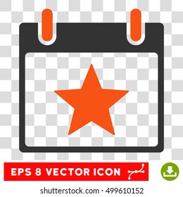 Vector Star Calendar Day EPS vector pictogram. Illustration style is flat iconic bicolor orange and gray symbol on a transparent background.