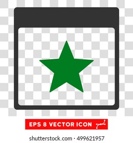 Vector Star Calendar Page EPS vector icon. Illustration style is flat iconic bicolor green and gray symbol on a transparent background.