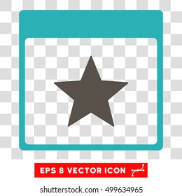 Vector Star Calendar Page EPS vector icon. Illustration style is flat iconic bicolor grey and cyan symbol on a transparent background.