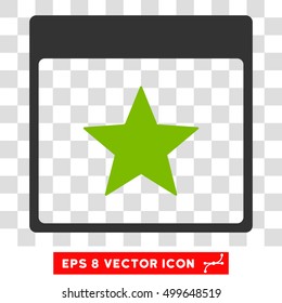 Vector Star Calendar Page EPS vector pictograph. Illustration style is flat iconic bicolor eco green and gray symbol on a transparent background.