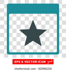 Vector Star Calendar Page EPS vector pictogram. Illustration style is flat iconic bicolor soft blue symbol on a transparent background.