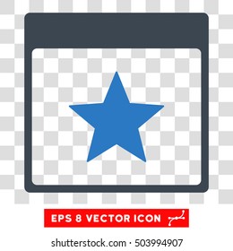 Vector Star Calendar Page EPS vector icon. Illustration style is flat iconic bicolor smooth blue symbol on a transparent background.