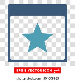 Vector Star Calendar Page EPS vector pictograph. Illustration style is flat iconic bicolor cyan and blue symbol on a transparent background.