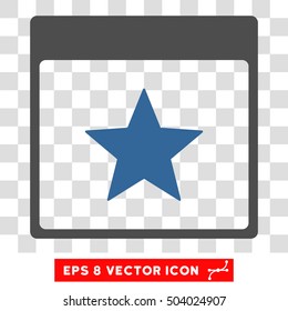 Vector Star Calendar Page EPS vector icon. Illustration style is flat iconic bicolor cobalt and gray symbol on a transparent background.