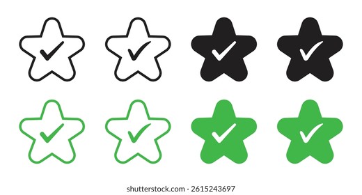 Vector Star With Check Mark Icon Set