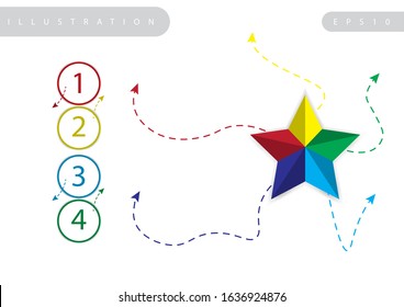 Vector star and circle for infographic. Template for cycle diagram, graph, presentation and round chart. Business concept with options, parts, steps or processes. Data visualization.